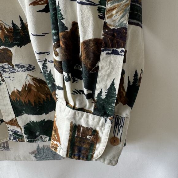 Vintage Chaps Ralph Lauren Men’s M Button Down Shirt Scenic Wilderness All Over - Picture 9 of 15